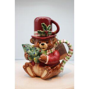Fitz & Floyd - Christmas Snack Therapy Bear Teapot & Cup